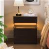 Cubehom - Comodino nero con luce LED, moderna comodità con 3 cassetti per camera da letto e soggiorno, nero