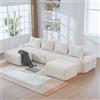 VIVCA Divano Cordless per soggiorno 4 persone modulare beige con 2 sgabelli combinabili liberamente con portabevande e tasca laterale ideale per camere familiari e altri spazi.