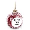 Fashion Graphic Palla Pallina di Natale Grande 8cm Personalizzata con Foto Immagine 5cm Stampa Vari Colori Idea Regalo (Trasparente Rosso)