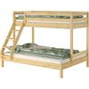 Erst-Holz Sei varianti letto a castello 3 posti 140x200 e 90x200 x adulti, pino massiccio V-60.18-09-14Doghe in assi di legno rigide e materasso