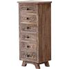 Casa Moro - Cassettiera indiana Jamala 47 x 35 x 110 cm (L x L x A) con parte anteriore intagliata a mano e 6 cassetti, in legno di mango massiccio, modello CAC14301130