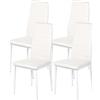 ZZINOKE Set di 4 Sedie Sala da Pranzo,bianco,Gambe in metallo, sedie sala da pranzo imbottita, sedie cucina set da 4, Sedie da Pranzo per cucina soggiorno
