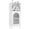 COSTWAY Mobile da Bagno 35 x 30 x 90 cm, Mobiletto Salvaspazio in Legno con Anta in Vetro Temperato e Ripiano Regolabile, Colonna Multiuso per Corridoio, Soggiorno e Cuccina (35 x 30 x 90 cm)