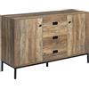 HOMCOM Credenza Moderna in Truciolato e Metallo per Cucina e Soggiorno con 2 Armadietti a 2 Ante con Ripiani Regolabili e 3 Cassetti, 120x39.5x77 cm, Marrone