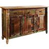 MASSIVMOEBEL24.DE Credenza in legno riciclato - laccato/multicolore 140x42x88 FABLE #04
