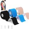 LiangMai Tape Kinesiologico Nastro Kinesiologico Tanti Colori 3 Rotoli 5 m x 5,0 cm, Muscolare Cerotto Per Taping Kinesiologico per Ginocchio, Spalla e Gomito, Fisioterapiche Impermeabil & Traspiranti