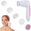 Agatige Spazzola di scrub facciale, spazzola esfoliante elettrica di rotazione del viso 5 in 1, strumenti di cura della pelle della spazzola di pulizia facciale per le donne e le ragazze (rosa)