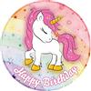 J&M DECO Decorazioni Torta Compleanno - Cake Topper Motivo Unicorno - Commestibile Topper Torta Compleanno - Carta Commestibile Fondant - Topper Torta Rotondo 20 cm - Decorazioni Torta Unicorno