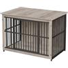 Feandrea Mobile Gabbia per Cani da Interno, con Base Chiusa, 2 Porte | Gabbia Industriale, L, per Cani fino a 32 kg, Greige Melange e Nero Inchiostro, Collezione DEGWOOD PFC023G01