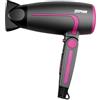 Zephir, Asciugacapelli, Potenza 1600W, 2 velocità, Colpo di Freddo, Concentratore e Diffusore inclusi, Colore Nero/Rosa