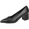 QUEEN HELENA Scarpe Basse Chiuse con Tacco Décolleté Donna ZM9503 (Nero Pu, Numeric_37)