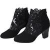 WXDTW Tacchi in pizzo per le donne punta chiusa traspirante Mesh Tacchi grossi Stivaletti con cerniera posteriore Sandalo scarpe vestito, Nero , 39 EU