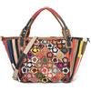 Segater Donne 3D fiore colorato Tote Bag Borsa in pelle Borsa a tracolla Bling Borsa casuale multicolore spliced borsa a spalla floreale a colori borsetta