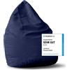 DS Produkte Pouf Lumaland Luxury XL PLUS elegante pouf a sacco - 220 L di imbottitura con cuciture extra resistenti - Blu scuro
