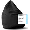 DS Produkte Pouf Lumaland Luxury XL PLUS elegante pouf a sacco - 220 L di imbottitura con cuciture extra resistenti - Nero