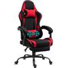 Delman UG Delman Sedia da ufficio in tessuto Poltrona da gioco Poltrona da gioco ergonomica con poggiapiedi Poggiatesta Massaggio Cuscino lombare Sedia da gioco Sedia girevole 02-0040 Rosso