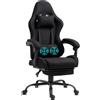Delman Sedia da ufficio in tessuto Poltrona da gioco Poltrona da gioco ergonomica con poggiapiedi Poggiatesta Massaggio Cuscino lombare Sedia da gioco Sedia girevole 02-0040 Nero