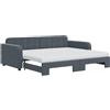 vidaXL Letto da giorno allungabile con materassi grigio scuro 90x200 cm in velluto