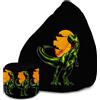 Dreamroots Bean Bag 80x80x120cm Beanbag con schienale e sgabello e copertura Cuscino per sedersi Sacco freddo da pavimento Bubibag Beanbag Dinosauro selvaggio