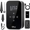 Olvy Pompa ad aria elettrica con power bank 6000 mAh - Mini compressore da 12V per auto, bici, palloni, materassi ad aria, display, LED, spegnimento automatico