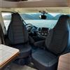 Auto Interieur Meester Coprisedili auto per Coprisedili per Fiat Ducato camper | Con copribraccioli | CBS | Nero/Pelle finta