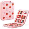 FANPL Custodia da gioco per Nintendo Switch 2/Switch OLED/Switch/Lite, 12 slot per schede da gioco e 12 slot per schede Micro SD, supporto per cartucce di gioco rosa fragola