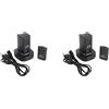 Bstepompre 2X Dual Charger Dock Station con 4Pcs 4800Mah Batteria Ricaricabile LED Luce di Ricarica per Spina Ue
