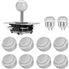 tooloflife Set di joystick controller di gioco, ABS Zero Delay Arcade controller di gioco joystick kit fai da te Raspberry Pi parti (bianco)