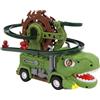 Picysa Dinosauri Pista Giocattolo Pista da Corsa Dinosauri Verdi, Giocattoli Auto con Suono e Luce, Batteria, Divertimento senza Fine, Set di Gioco Automatico Ferrrerad
