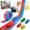 Orvyna Pista Macchinine Arrotolabile 6M per Bambini 3 4 5 6 7 Anni, Giocattolo Circuito di Corse Flessibile e Portatile con 4 Auto, Compleanno Natale Regalo per Ragazzi e Ragazze, Blu e Rosso
