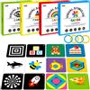 SpriteGru 100 pezzi, 200 pagine bianco-nero-colorate 3D, stimolazione visiva bambino, flashcard per neonati, regalo perfetto (4 livelli 0-36 mesi, 14cmx14 cm).