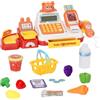 Yosamy Registratore di cassa giocattolo per bambini, mini cassa giocattolo per bambini con cestino della spesa, registratore di cassa giocattolo 25 pezzi, accessori da negozio gioco di ruolo per bambini