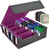 Aolso Commander Deck Box per MTG,Scatola Magnetica con 4 Supporti per Carte da Collezione, per 2400+Carte, Deck Case con 24 Divisori-Viola