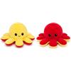 Generisch Peluche polpo reversibile, 30 cm, polpo di peluche con due emozioni, morbido peluche - regalo per bambini (giallo, rosso)