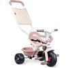 Smoby - Triciclo evolutivo per bambini Be Fun Comfort - Rosa - Bastone parentale rimovibile - Poggiapiedi retrattile