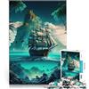 AITEXI puzzle 1000 pezzi per adulti paesaggio di nave pirata Giocattoli educativi per l'apprendimento Giochi per famiglie grande regalo 75x50cm