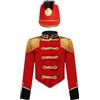 Kaerm Bambini Costume Soldatino Giacca Domatore Circo con Cappello Uniforme da Soldatino Giocattolo Uniforme Costume da Schiaccianoci per Carnevale Halloween Natale Rosso 9-10 anni