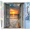 Figured'Art Dipingere con i Numeri - Paint by Numbers Porta sul mare, Passatempo per Adulti, Kit Completo, Hobby Creativi - Quadri fai da te 40x50cm senza cornice