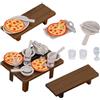 ibasenice Set 1 Pezzo Barbecue in Miniatura con Tavolo e Sedie per Casa delle Bambole, Accessori Cucina Giocattolo in Plastica, Pizza e Bicchieri per Attività di Finzione
