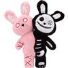 Xinhuju Horrors - Bambola di coniglio di peluche, coniglietto a doppia testa, 28 cm, da collezione con caratteristiche inquietanti, decorazione per ragazze e auto, Natale, Halloween, Pasqua