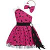 Generico Vestiti Carnevali Bambina Set Due Pezzi Vestito Bambina Costume Neonata con Bone Fiocco Fascia Pezzi Vestit + Copricapo Abito da Principessa Costume di Travestimento Bambine 3 Mesi-12 Anni