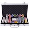 COSTWAY Poker Chips, Set da Poker con 300 Chips, Incluse 2 Carte da Poker 5 Dadi 1 Pulsante, Valigetta in Alluminio, Due Colori Disponibili (argento)