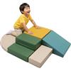 IGLU Soft Play Corner Climber Blocchi per Bambini in Schiuma Set da Gioco per attività 12+ mesi Blocchi di Costruzione Psicomotricità 1 anno 5 XL Cubi Montessori (Pastel Sea)