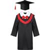 inlzdz Abito da Laureato Set Toga Laurea e Tocco Cappello Laurea Costume da Laureato per Bambini Studenti Elementare Costume università Scuola Costume Carnevale Travestimento Rosso 5-6 anni