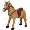 HOMCOM Cavallo Giocattolo Sella, Briglie e Poggiapiedi 85x28x60 cm Beige