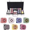 HOMASIS Set da Poker con 300 Chips, Valigetta da Poker con Serratura, Kit Poker con 2 Mazzi di Carte, 5 Dadi, 1 Bottone del Mazziere, Carte da Poker per Feste (Argento)