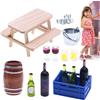 Shenrongtong Set di birra in miniatura, bottiglie di vino per case delle bambole | calici da vino per bicchieri da vino,Cestino di vino Birre Botte di simulazione di cantina Bottiglia