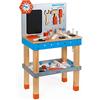Janod - Il Mio Primo Gioco di Costruzione - Banco da Lavoro Gigante Magnetico in Legno - Gioco di Imitazione - 40 Accessori Inclusi - Blu & Rosso - dai 3 Anni - J06477