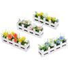 AwnsIMfreien 4 fiori per casa delle bambole, piante in miniatura colorate con staccionata bianca per casa delle bambole, paesaggi e accessori in miniatura fai da te, fiori