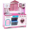 GYMAX Cucina Giocattolo per Bambini in Legno, Gioco Cucina con Accessori, Set da Gioco per Bambini con Luci e Suoni, Kit da Cucina Montessori per Bambini 3-8 Anni (Stile 1)